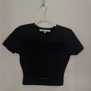 Lovers and Friends Black Short Sleeve Crop Top